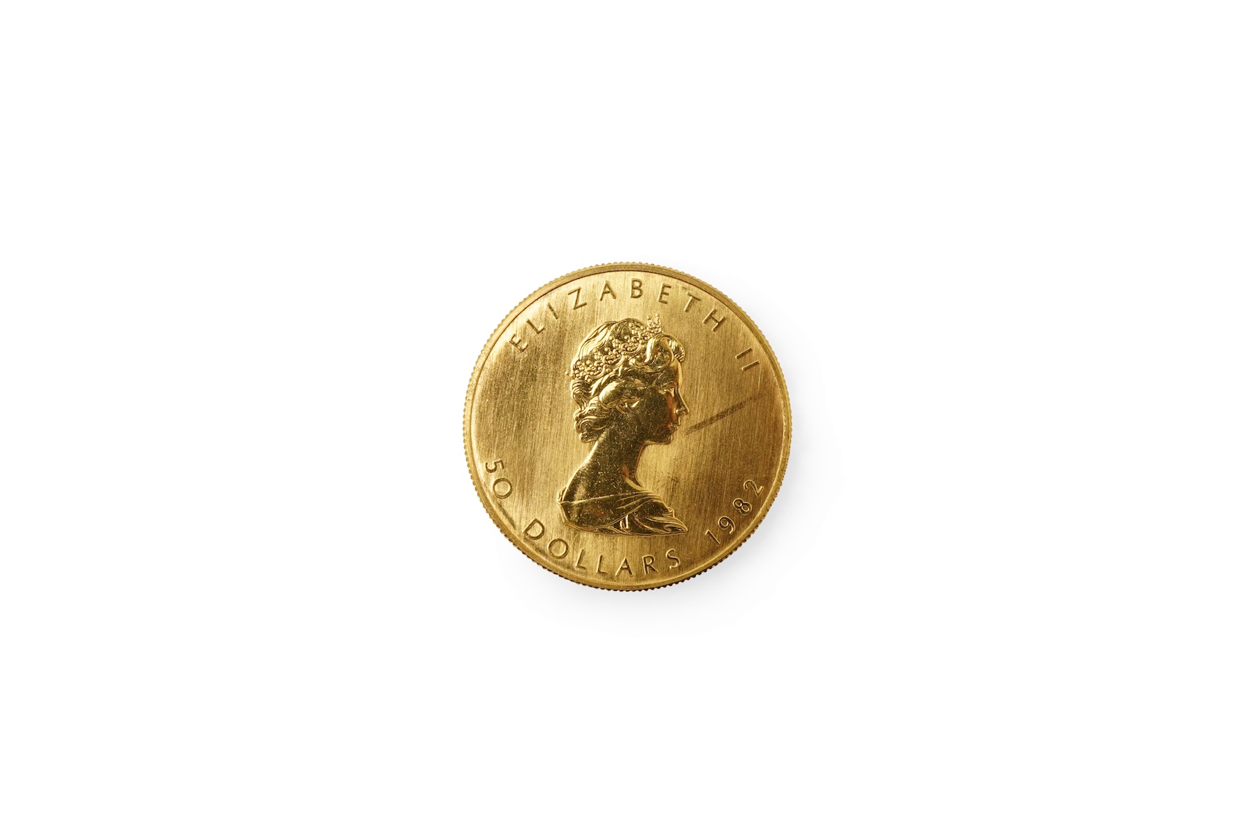 An Elizabeth II gold Canadian 50 dollar coin, 1982